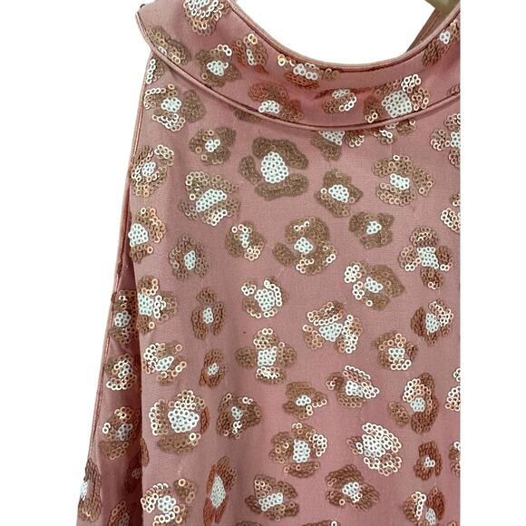 SHO by TADASHI SHOJI Sleeveless Sequin Sheath Dress in Blush Pink Leopard Large - Picture 5 of 8